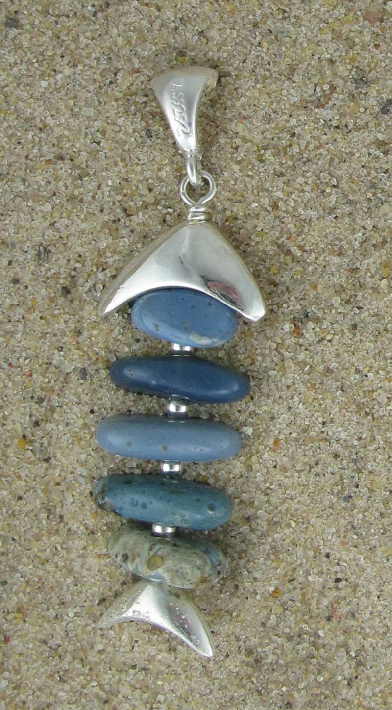 fish pendant - all Leland blue stones